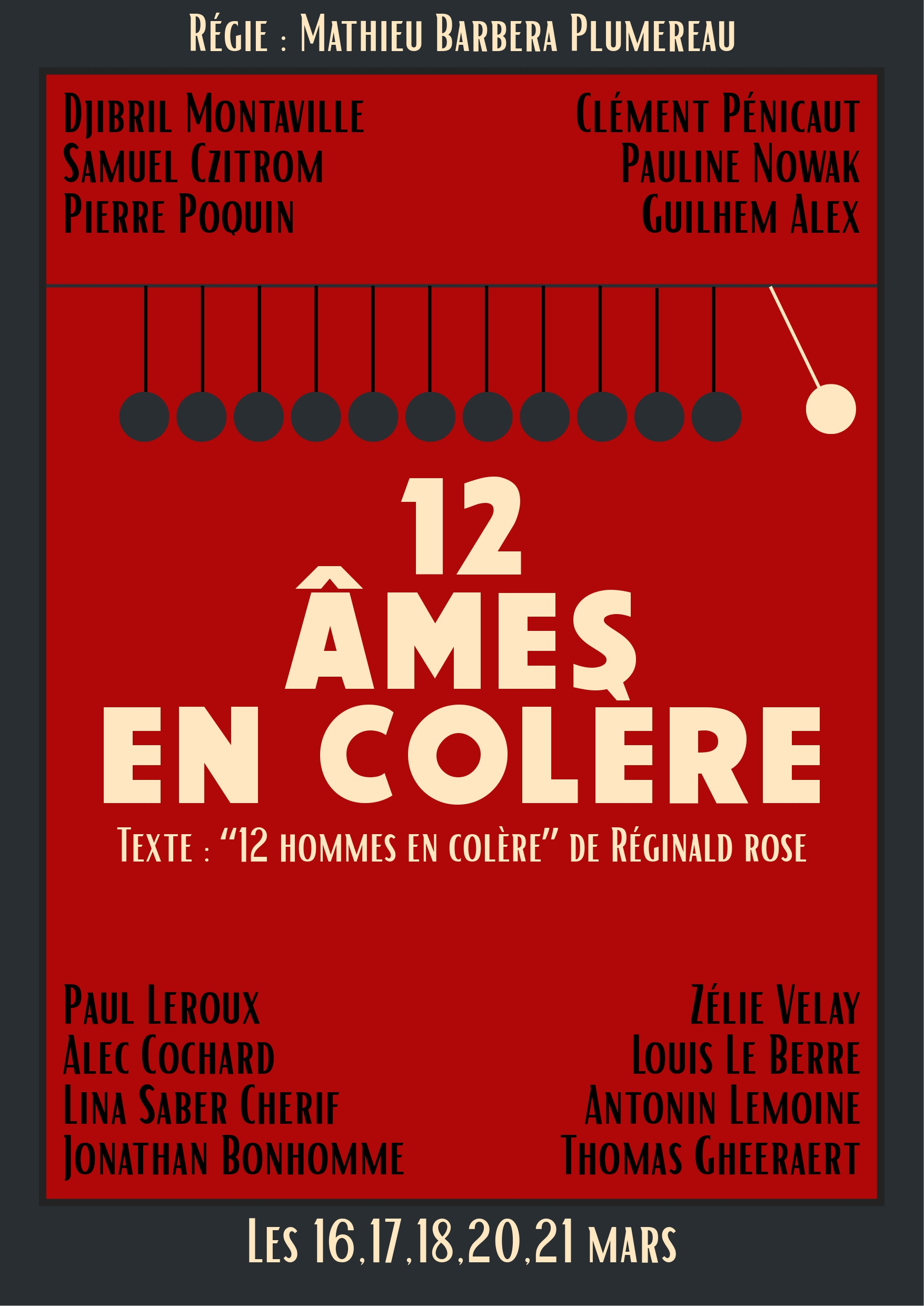 Affiche du spectacle 12 Âmes en Colère